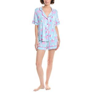 Room Service Womens  2Pc Aspen Top & Short Pajama Set, Blue